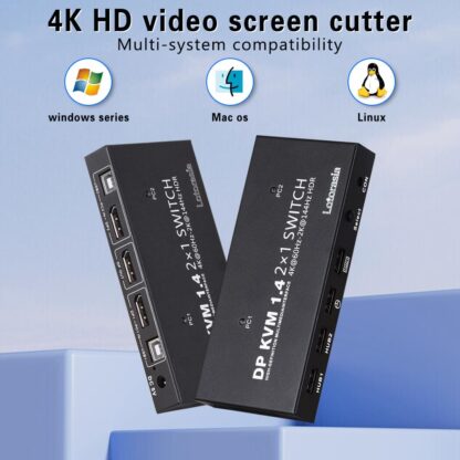 Switch KVM DisplayPort 4K 2 Computadoras con 1 Monitor y 4 Puertos USB, Incluye Controlador y Cables 📺🖥️ - Imagen 7