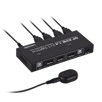 Switch KVM DisplayPort 4K 2 Computadoras con 1 Monitor y 4 Puertos USB, Incluye Controlador y Cables 📺🖥️
