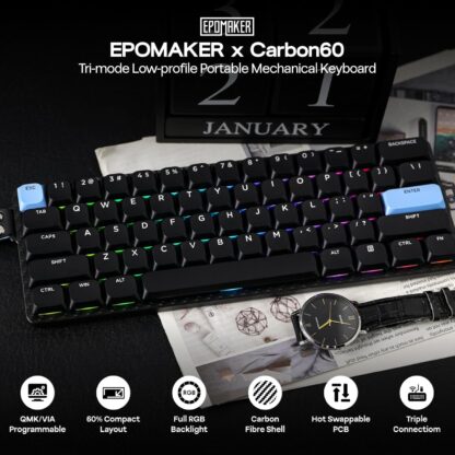 Teclado mecánico inalámbrico 60% con retroiluminación RGB y triple conectividad 🎮⌨️ - Imagen 3