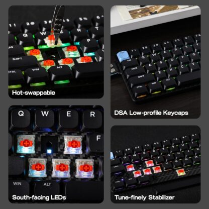 Teclado mecánico inalámbrico 60% con retroiluminación RGB y triple conectividad 🎮⌨️ - Imagen 6