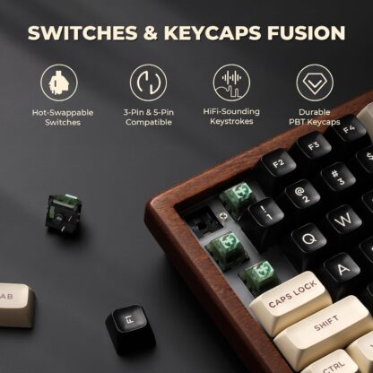 Teclado Mecánico de Madera 84 Teclas con Luz RGB y Switches Intercambiables 🌈⌨️ - Imagen 3