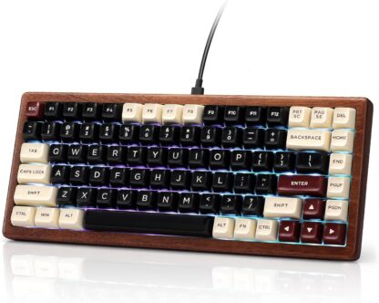 Teclado Mecánico de Madera 84 Teclas con Luz RGB y Switches Intercambiables 🌈⌨️