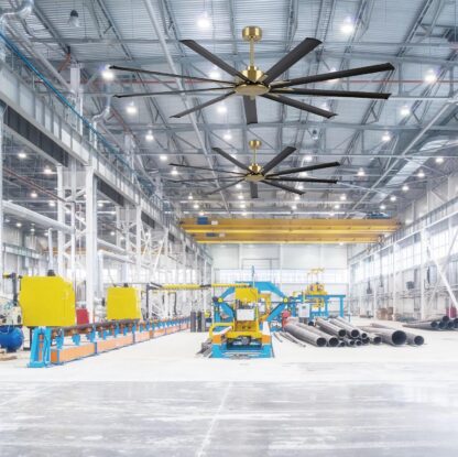 Ventilador de Techo Industrial Negro y Dorado de 84 pulgadas con 9 Aspas de Aluminio, Motor DC Reversible y Control Remoto 🌀✨ - Imagen 3