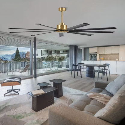 Ventilador de Techo Industrial Negro y Dorado de 84 pulgadas con 9 Aspas de Aluminio, Motor DC Reversible y Control Remoto 🌀✨ - Imagen 7