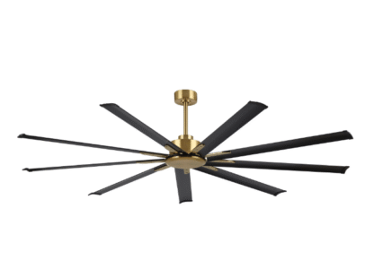 Ventilador de Techo Industrial Negro y Dorado de 84 pulgadas con 9 Aspas de Aluminio, Motor DC Reversible y Control Remoto 🌀✨