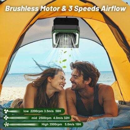Ventilador Recargable para Camping con Luz LED, Panel Solar, Temporizador y Difusor 🍃🔋⛺ - Imagen 4
