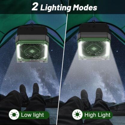 Ventilador Recargable para Camping con Luz LED, Panel Solar, Temporizador y Difusor 🍃🔋⛺ - Imagen 5