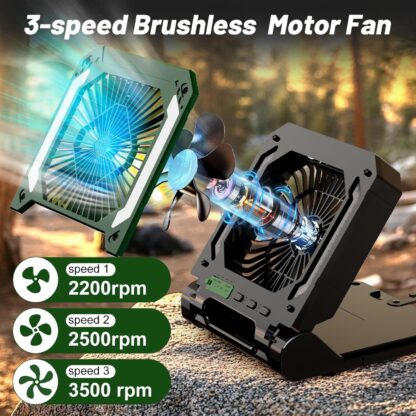 Ventilador Recargable para Camping con Luz LED, Panel Solar, Temporizador y Difusor 🍃🔋⛺ - Imagen 6