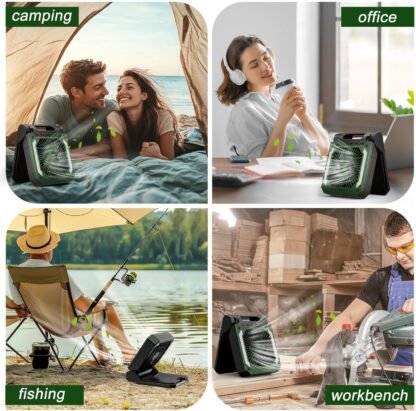 Ventilador Recargable para Camping con Luz LED, Panel Solar, Temporizador y Difusor 🍃🔋⛺ - Imagen 7