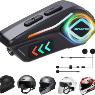 Auriculares Bluetooth para Casco con Micrófono Dual, Control por Voz y Luz LED 🔊🎧