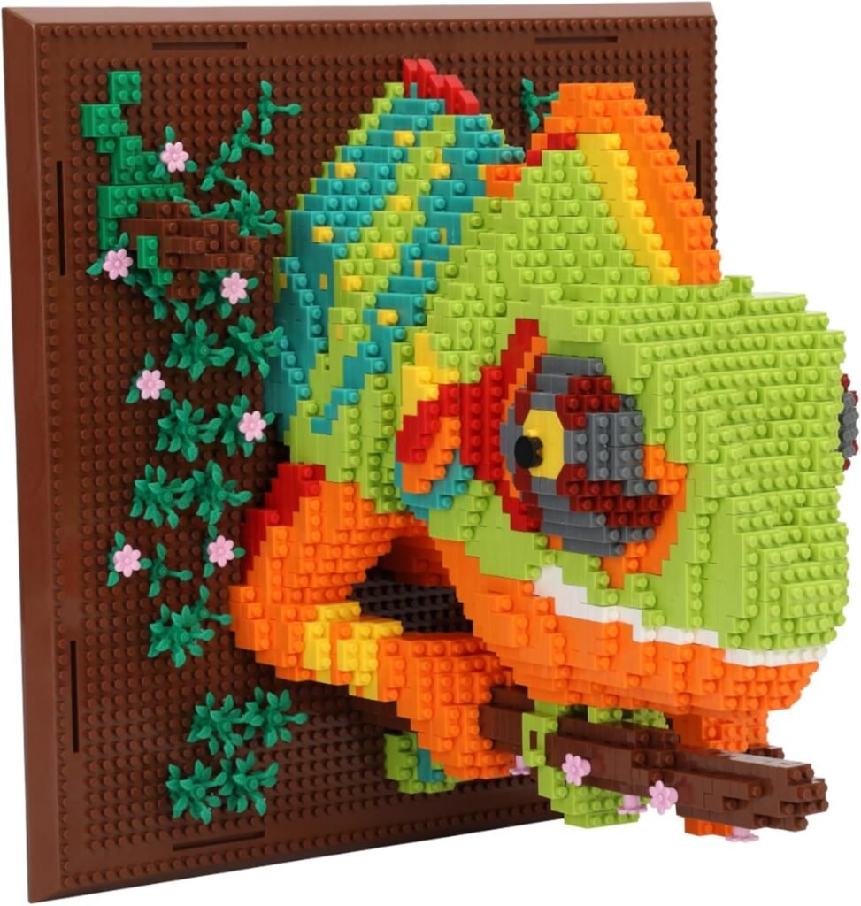 Arte 3D Camaleón con 2688 Piezas Micro Bloques 🦎🧱