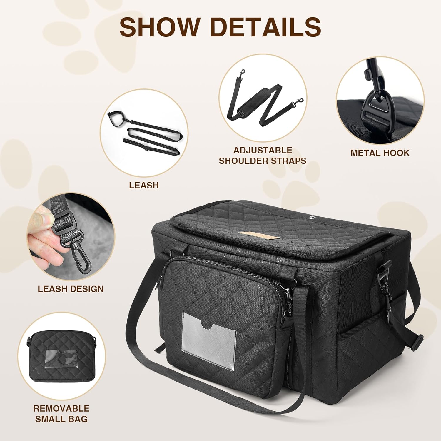 Bolso transportador para mascotas con paredes de malla, correa interna y base firme 🐾👜 - Imagen 6