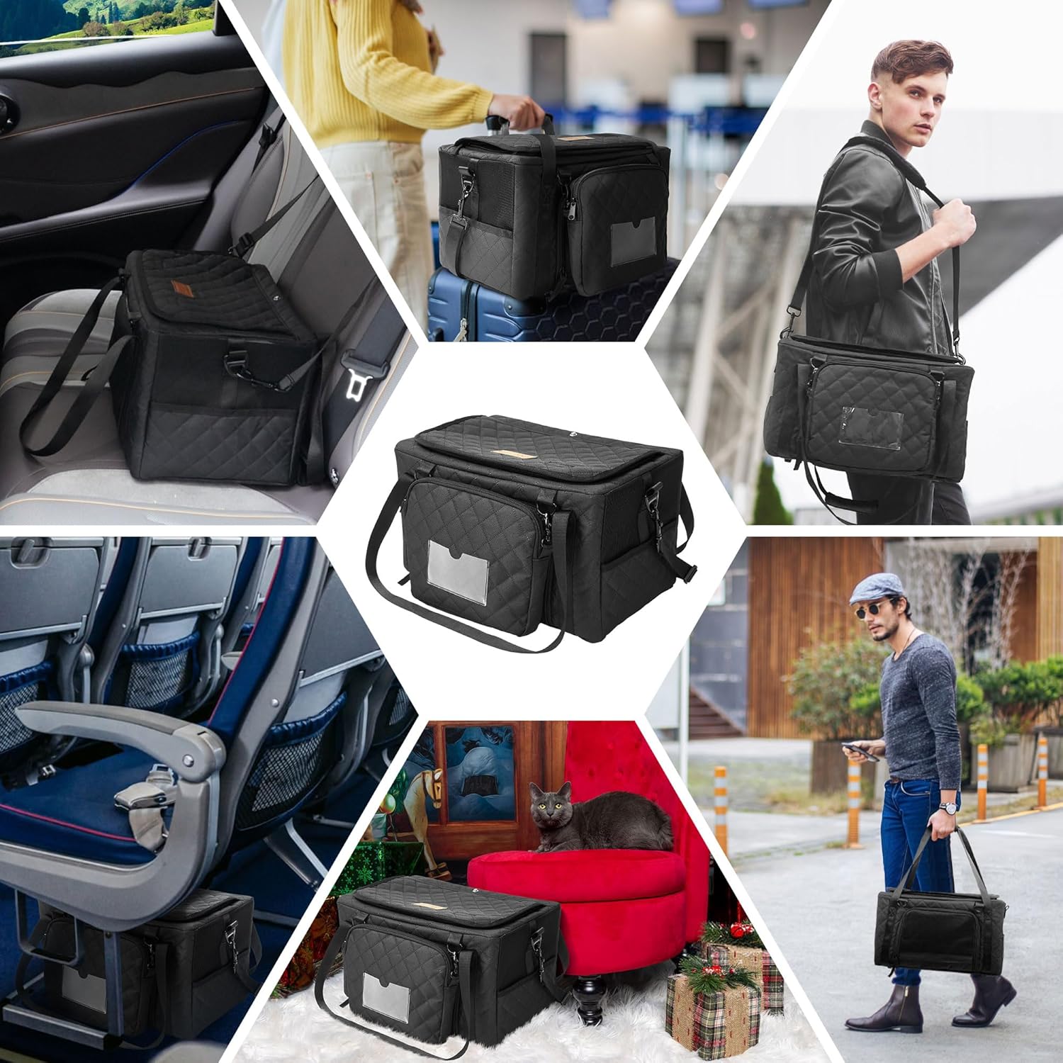 Bolso transportador para mascotas con paredes de malla, correa interna y base firme 🐾👜 - Imagen 7