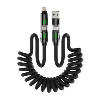 Cable USB Universal Enrollado 4 en 1 con Carga Rápida 240W ⚡📱