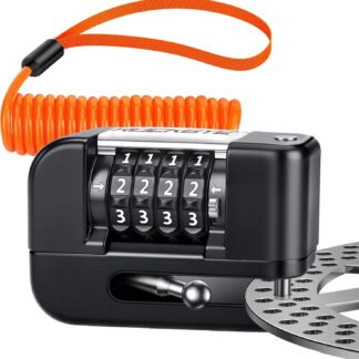 Candado de Disco para Moto con Código de 4 Dígitos y Cable Recordatorio de 1.5m 🔒🧡