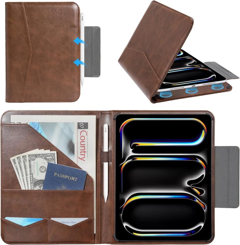 Funda de Cuero CoBak para iPad Pro 11” (M4, 2024) Café con Diseño Carpeta y Cierre Magnético 📘📱
