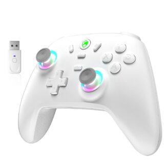 Controlador inalámbrico para videojuegos con joystick Hall Effect, luces RGB y batería recargable 🎮✨