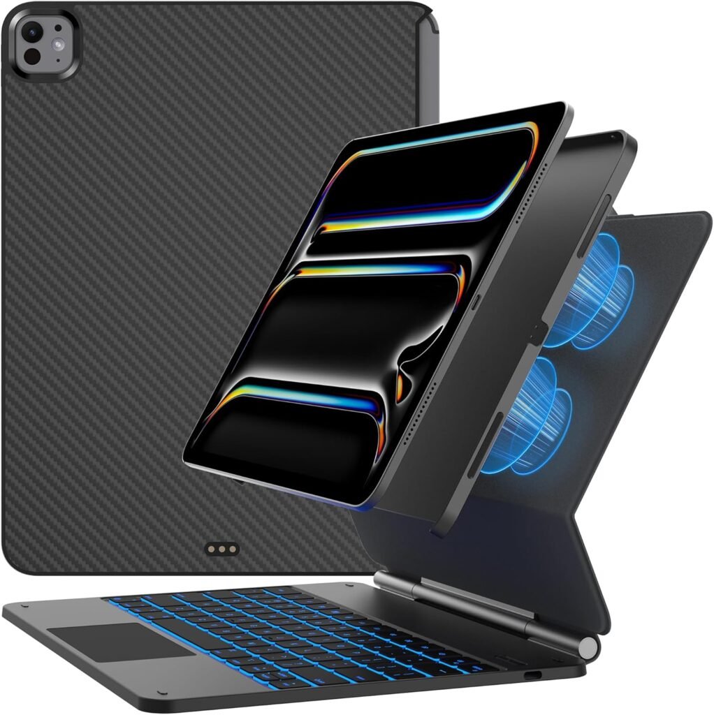 Funda con teclado y trackpad para iPad Pro 13” (M4) 2024, retroiluminado multicolor con soporte magnético 🧲✨