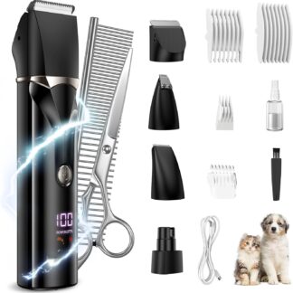 Kit de Aseo para Mascotas 5 en 1 con Cortapelos, Lima y Tijeras 🐶✂️