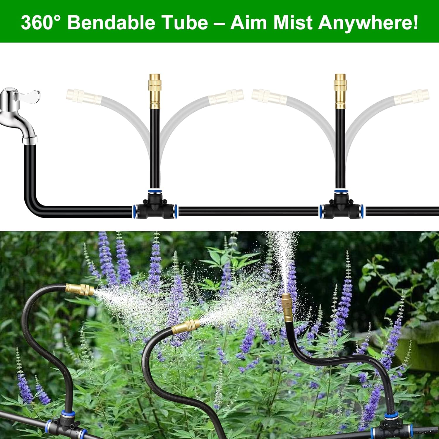 Kit Riego por Goteo 18.3m Flexible con Boquillas Ajustables 🌿💧 - Imagen 2