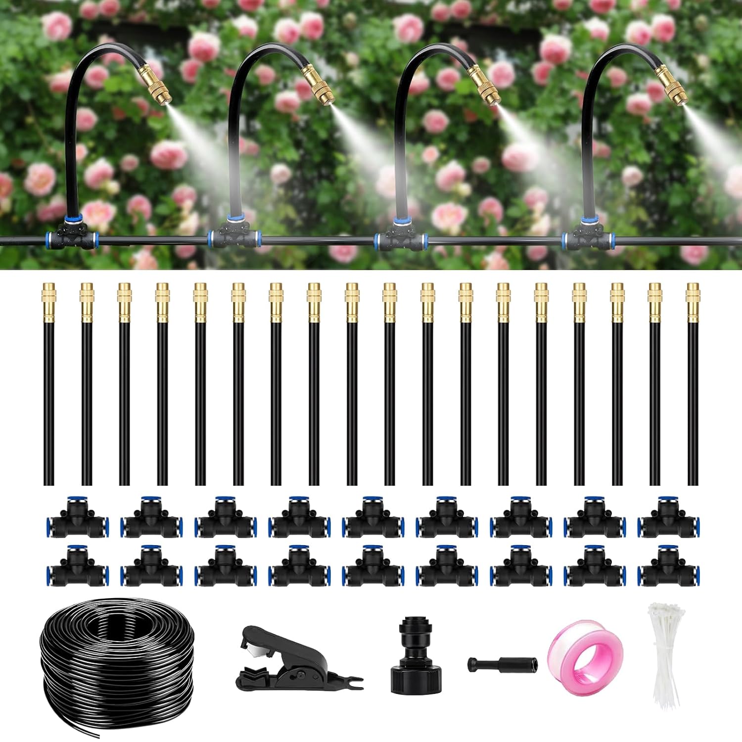 Kit Riego por Goteo 18.3m Flexible con Boquillas Ajustables 🌿💧