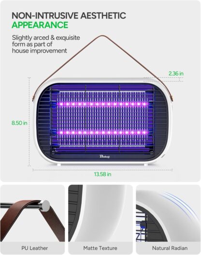 Lámpara LED mata insectos interior silenciosa con tubo UV de 10 años 🦟✨ - Imagen 5