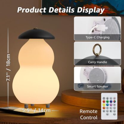 Lámpara de Mesa LED con Bocina Bluetooth, Luz RGB, Control Remoto y Resistente al Agua 💡🎵 - Imagen 3