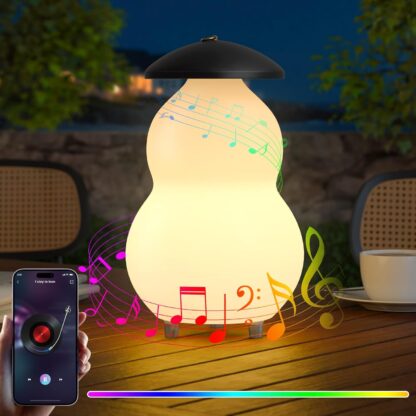 Lámpara de Mesa LED con Bocina Bluetooth, Luz RGB, Control Remoto y Resistente al Agua 💡🎵