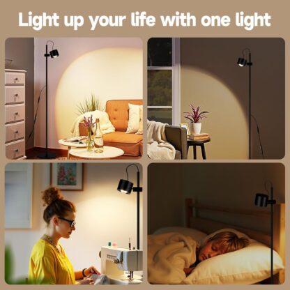 Lámpara de Pie Moderna con Luz Cálida Regulable y Ángulo Ajustable 💡🖤 - Imagen 3