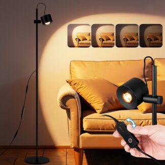 Lámpara de Pie Moderna con Luz Cálida Regulable y Ángulo Ajustable 💡🖤