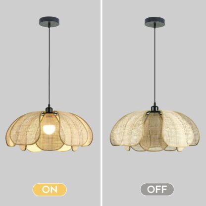 Lámpara colgante de ratán estilo Wabi-Sabi para comedor o dormitorio 🌾💡 - Imagen 2