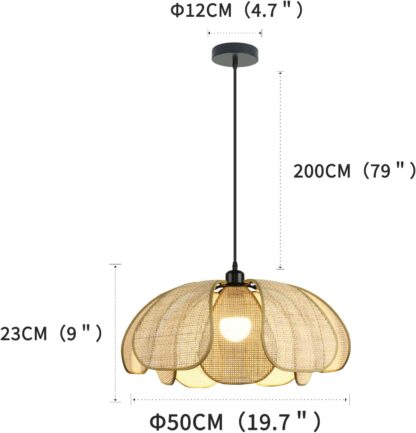 Lámpara colgante de ratán estilo Wabi-Sabi para comedor o dormitorio 🌾💡 - Imagen 3