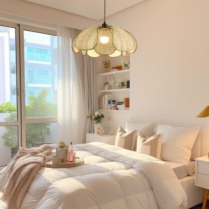 Lámpara colgante de ratán estilo Wabi-Sabi para comedor o dormitorio 🌾💡 - Imagen 5