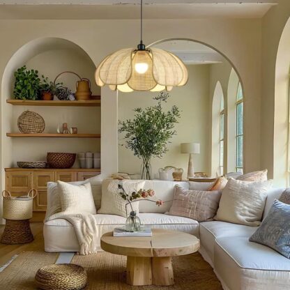 Lámpara colgante de ratán estilo Wabi-Sabi para comedor o dormitorio 🌾💡 - Imagen 7