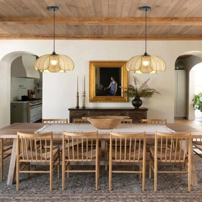 Lámpara colgante de ratán estilo Wabi-Sabi para comedor o dormitorio 🌾💡 - Imagen 9
