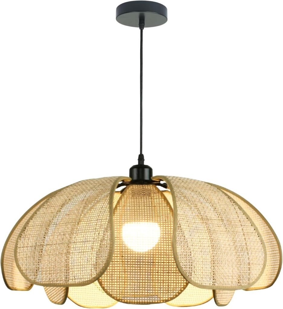 Lámpara colgante de ratán estilo Wabi-Sabi 🌾💡