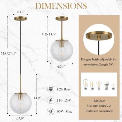 Lámparas Colgantes de Globo de Vidrio con Altura Ajustable para Cocina o Comedor ✨🏡💡 - Imagen 7