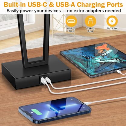 Lámparas de noche táctiles con puertos USB-C y USB-A 🔌🛏️✨ - Imagen 4