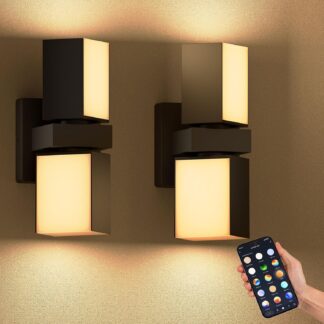 Lámparas de Pared RGB para Exteriores con Control por App y Alexa, 1400LM, 2 Focos Ajustables 💡🌈