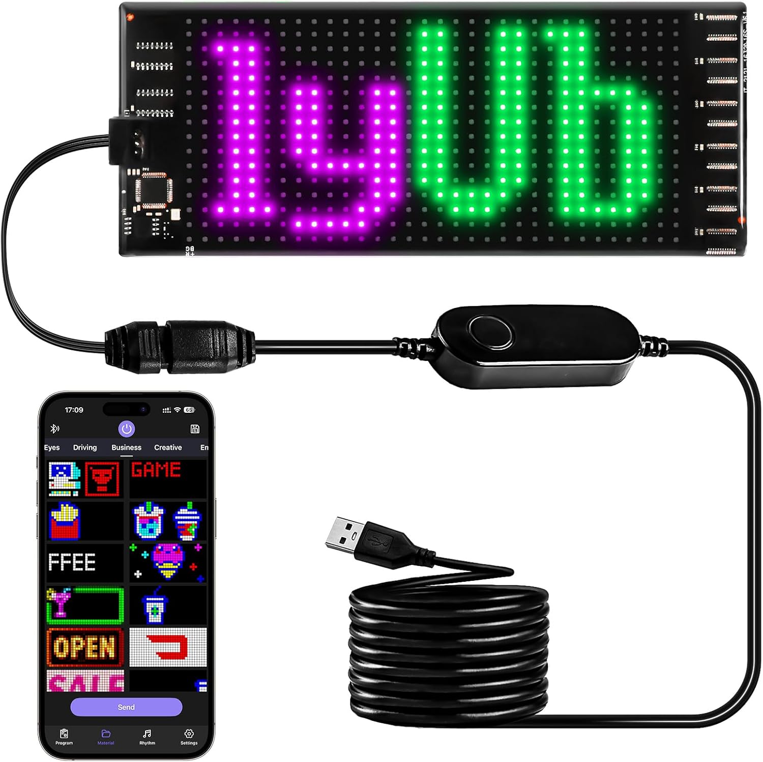 Letrero LED Flexible para Carro con Control por App 📱🚗✨