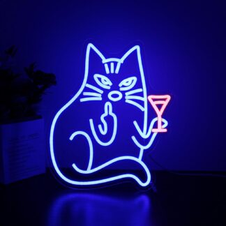 Letrero de Neón Azul con Gato para Pared – Luz LED Decorativa sin Necesidad de Perforar 🐱💡🎉
