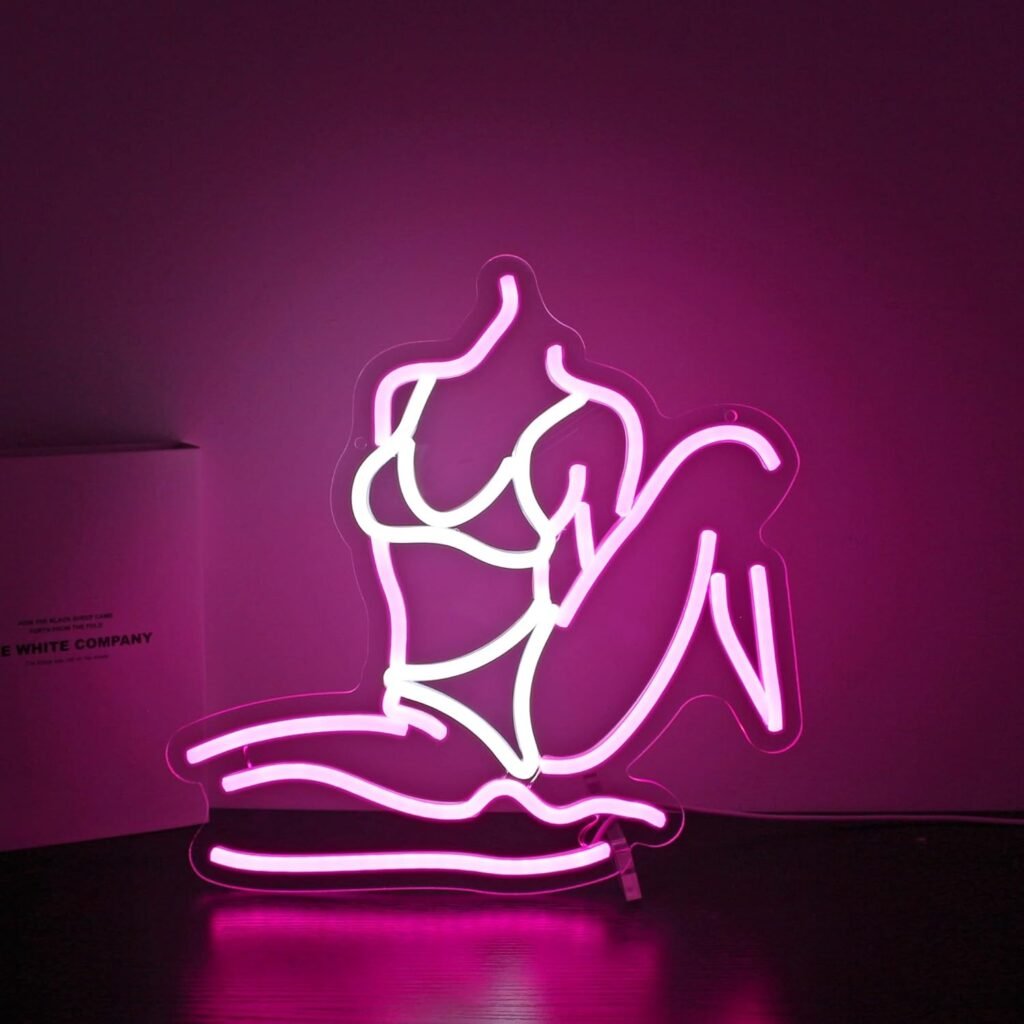 Letrero Neón Decorativo Rosa con Silueta Femenina para Pared – USB, Sin Taladro, con Cadena y Ganchos Adhesivos 💡👩‍🎤🌸