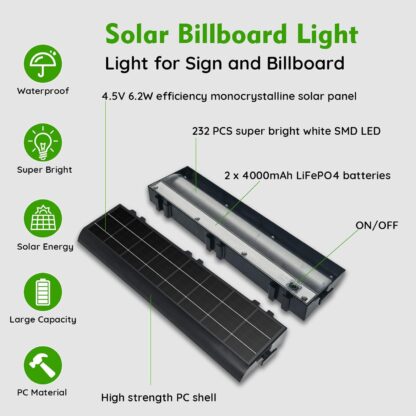 Luz Solar para Rótulos con 232 LEDs y Panel Solar 6.2W ☀️✨ - Imagen 4