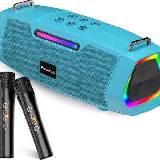 Máquina de Karaoke Portátil 60W con Micrófonos Inalámbricos 🎤🔵