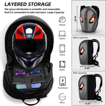 Mochila LED para motocicleta con pantalla programable, expandible e impermeable 🏍️✨ - Imagen 3