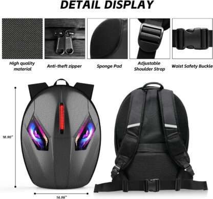 Mochila LED para motocicleta con pantalla programable, expandible e impermeable 🏍️✨ - Imagen 4
