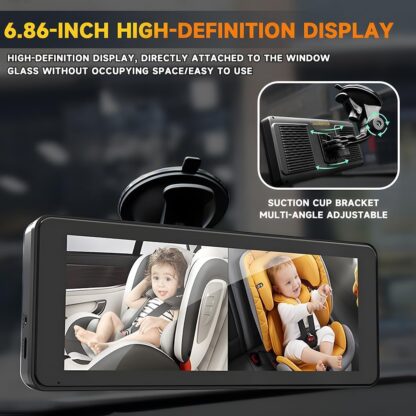 Monitor de Bebé para Carro con 2 Cámaras, Pantalla de 6.86”, Visión Nocturna y Montaje Fácil 🚗🍼 - Imagen 3