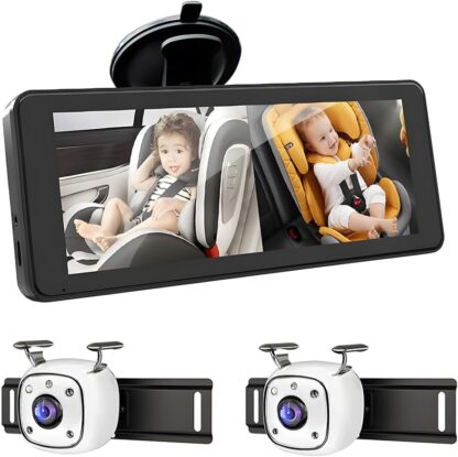 Monitor de Bebé para Carro con 2 Cámaras, Pantalla de 6.86”, Visión Nocturna y Montaje Fácil 🚗🍼