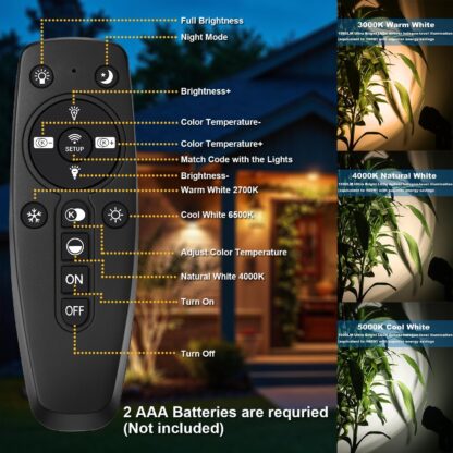Set de 20 Reflectores LED 12W para Jardín y Senderos, Luz Blanca Regulable con Control Remoto 🌿✨ - Imagen 7