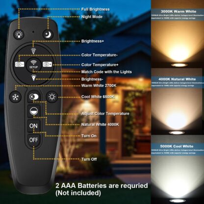 Set de 20 focos empotrables para jardín con control remoto, luz cálida y fría ajustable, impermeables IP67, 12W, incluye conectores ⚡🌳🏠 - Imagen 5
